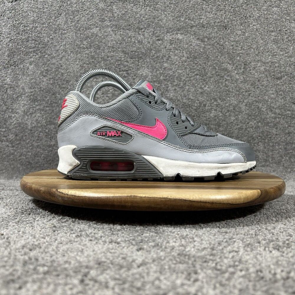 Nike Air Max 90 724855-007 Kids Size 5Y Pink Gray Running Athletic Shoes Used
